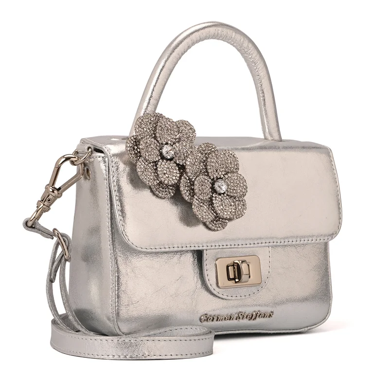 Carmen Steffens Top Handle Bag Flower Silver